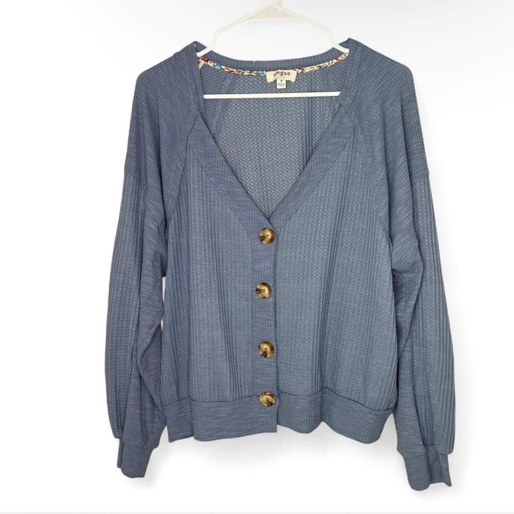 Umgee Blue Cardigan with Wooden Buttons